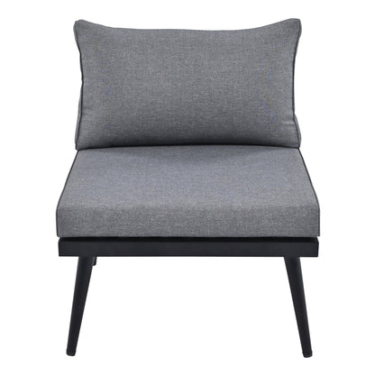 Outdoor Sectional Set Acacia Wood Steel Gray with Nesting Tables