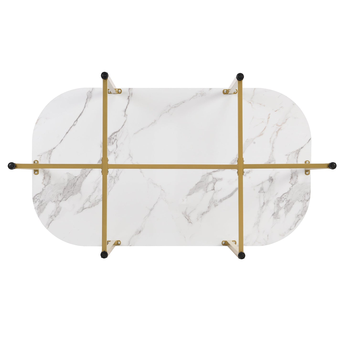 Modern 7-Piece Dining Table Set with Faux Marble Compact 55 In Kitchen Table Set for 6