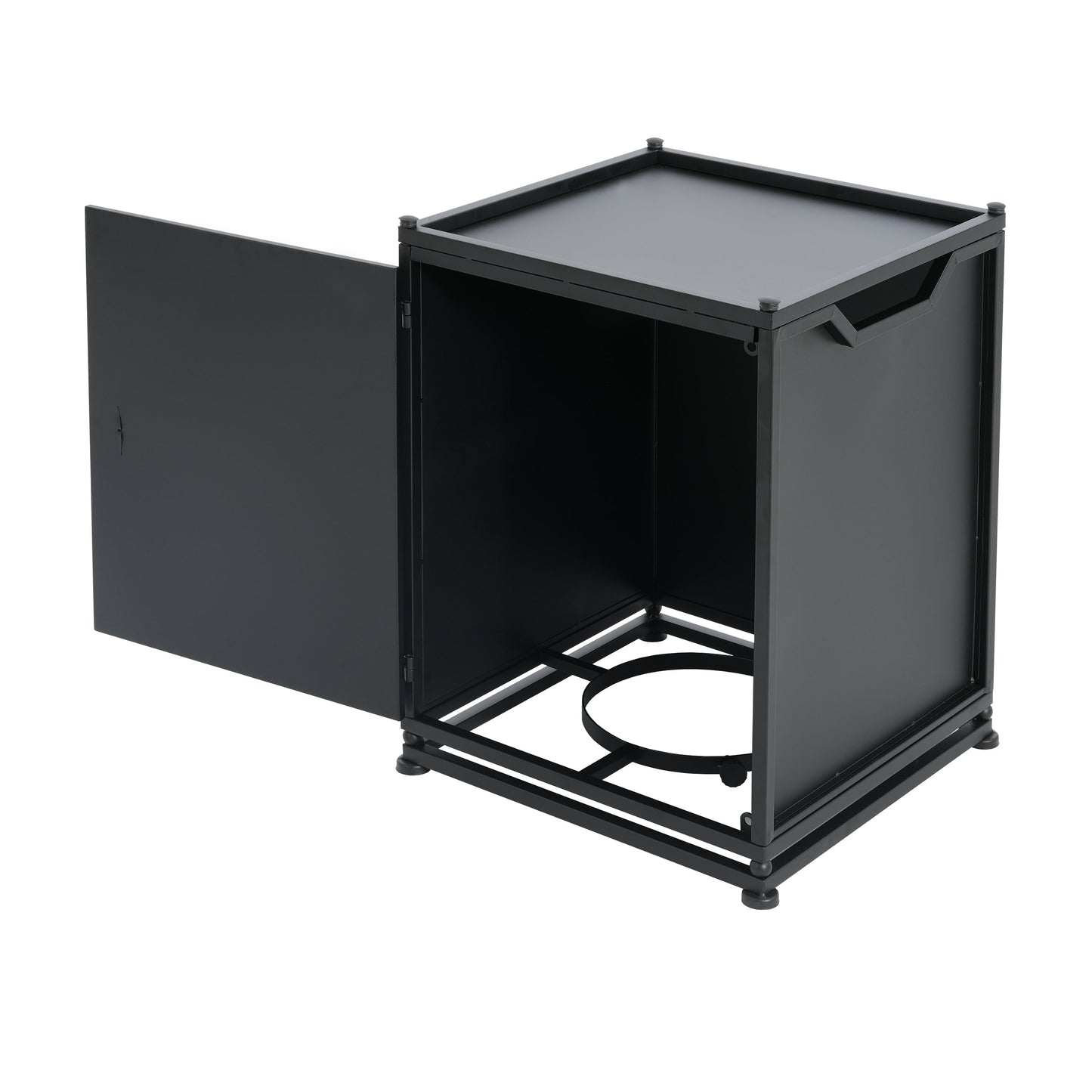Outdoor Metal Tank Holder Side Table, Matte Black