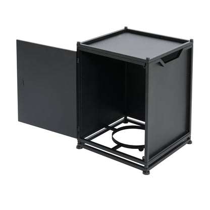 Outdoor Metal Tank Holder Side Table, Matte Black