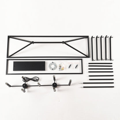 Chandelier Industrial Linear 5-Light Matte Black Metal Pendant 39 In