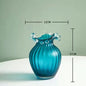 Wavy Frosted Blue Striped Glass Vase