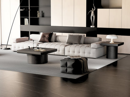2-Piece Wood Nesting Coffee Tables, Fluted Pedestal, Living Room, Black