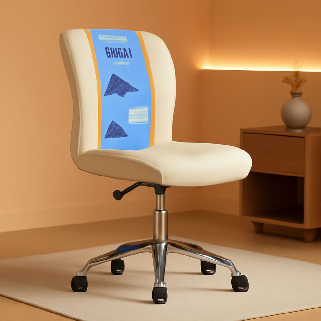 Armless Desk Chair With Mesh Back And Wheels Cream White