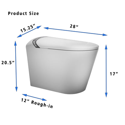 Elongated Smart Toilet with Bidet Built In, Tankless, Auto Open/Close, White
