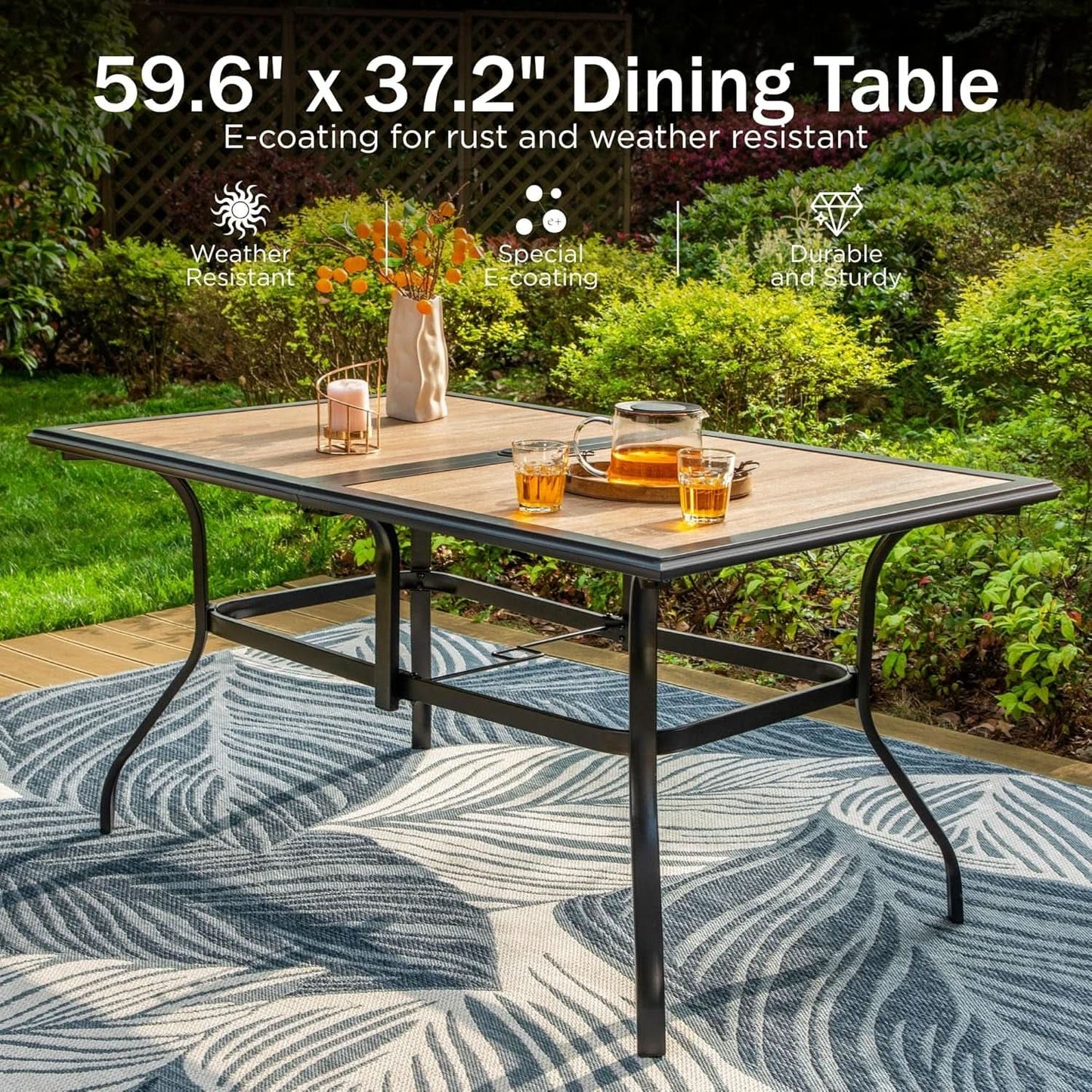 7 Piece Patio Dining Set With 6 Swivel Chairs Blue