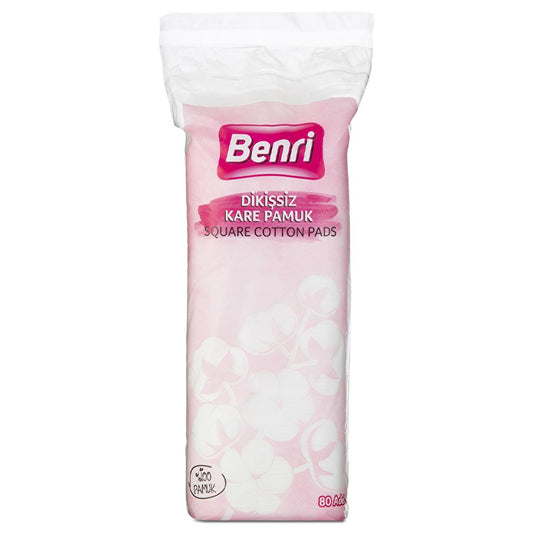 Benri Seamless Cotton Pads 80 Count - Gentle Makeup Removal & Skincare