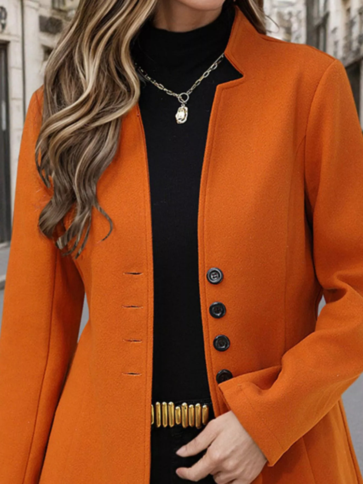 Button Up Long Sleeve Coat