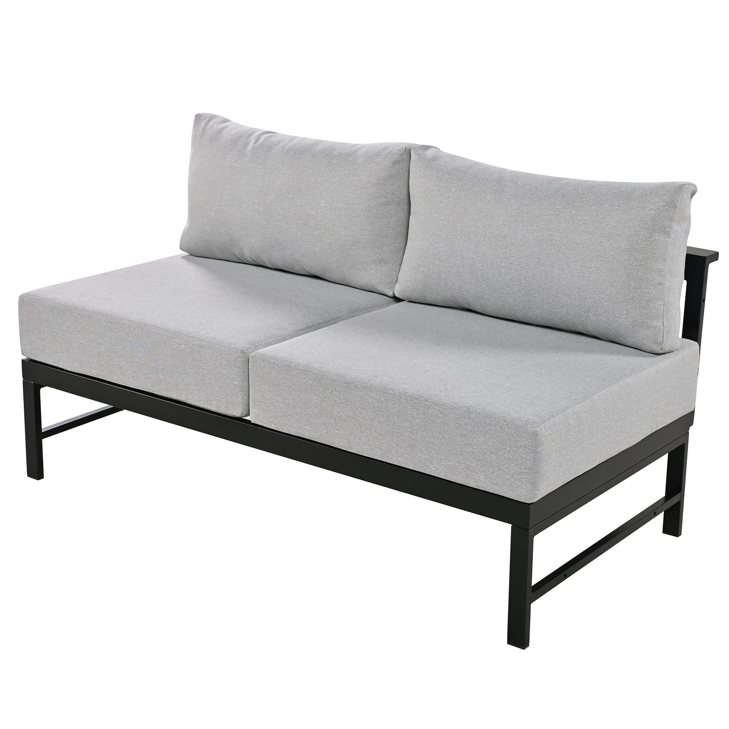 Outdoor Sectional Set Iron Gray U-Shape Seats 5 to 6 5.9 In Cushion