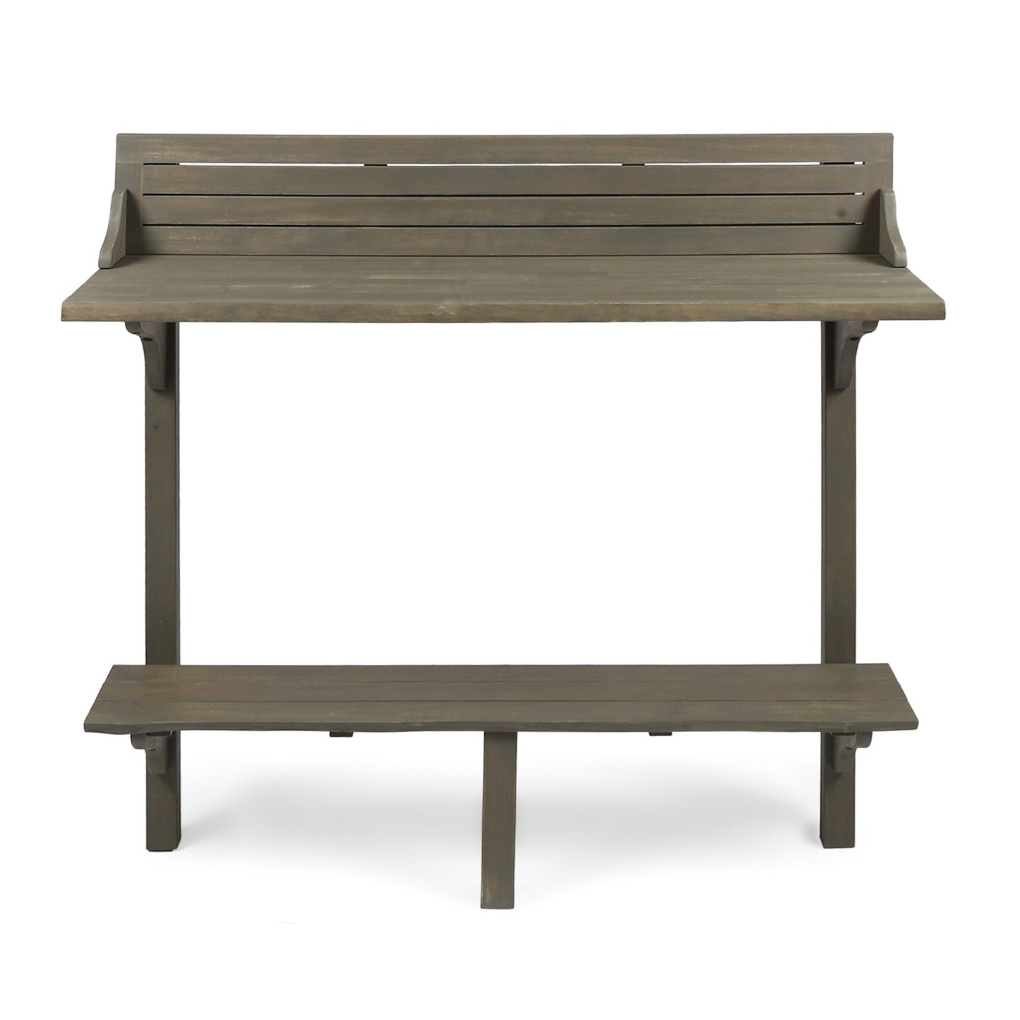 Outdoor Balcony Bar Set Acacia Wood Gray 3 Piece Table 2 Stools Seats 2