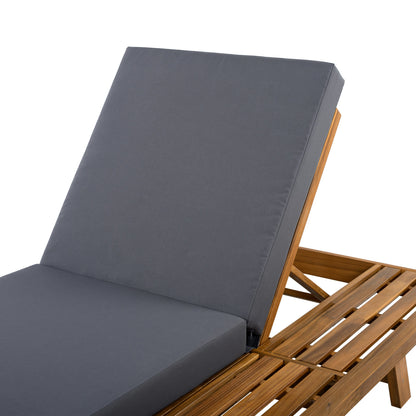 Chaise Lounge Acacia Wood Teak 79" 4 Position Adjustable