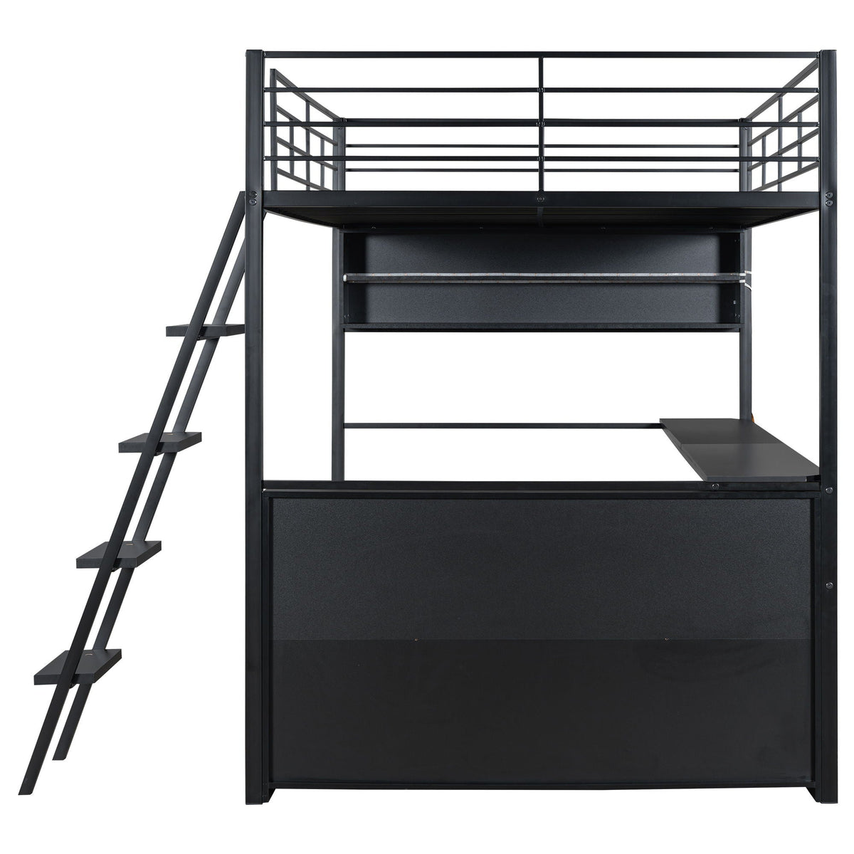 Loft Bed With LED Desk And 4 Storage Shelves