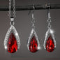 A Stylish And Exquisite Set of Black And Red Teardrop Glass Pendant Earrings And Necklace, Perfect for Valentine'S Day, Anniversaries, Birthdays, Parties, Weddings, And As Jewelry Gifts.