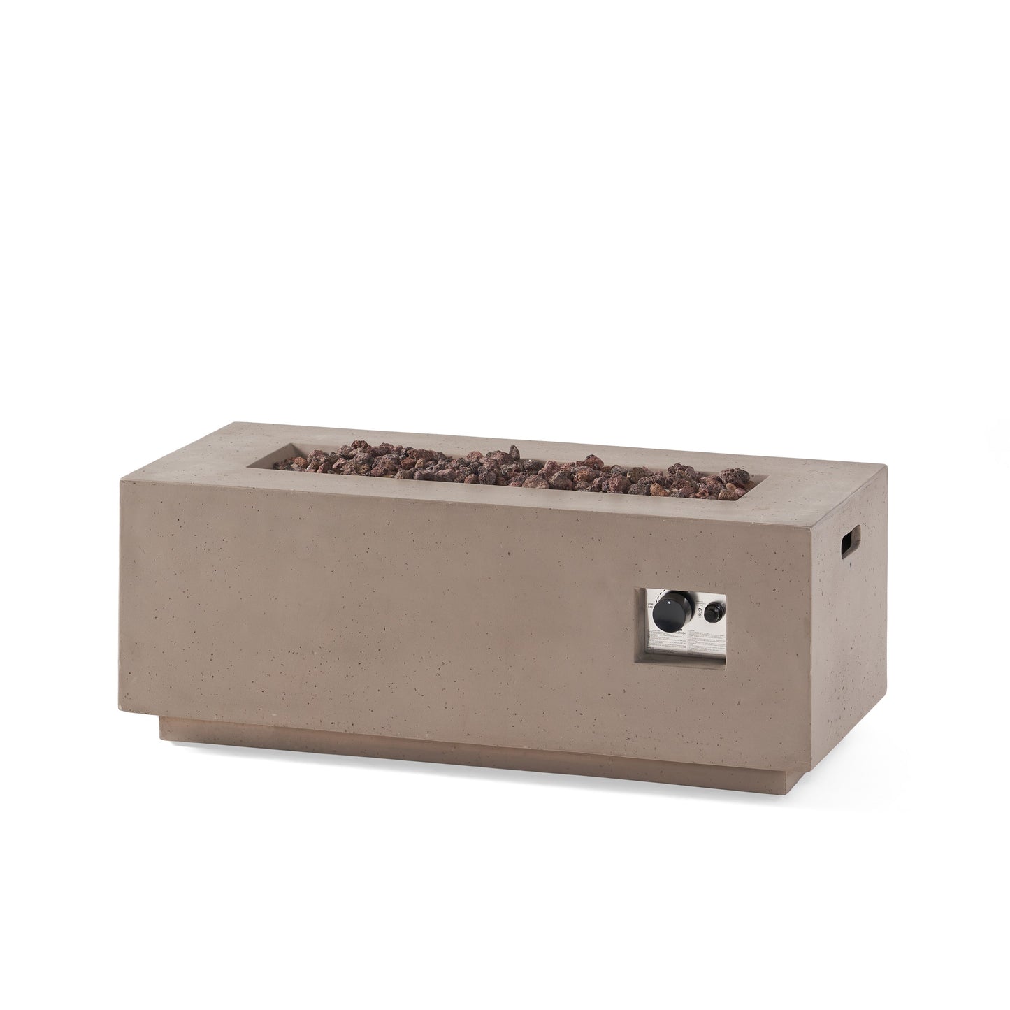 Modern 40 Inch Outdoor Rectangular MGO Fire Pit 40000 BTU, Dark Grey
