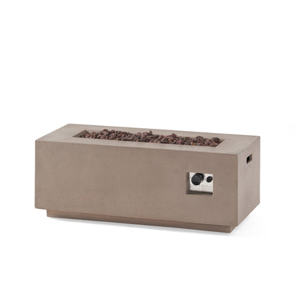 Modern 40 Inch Outdoor Rectangular MGO Fire Pit 40000 BTU, Dark Grey