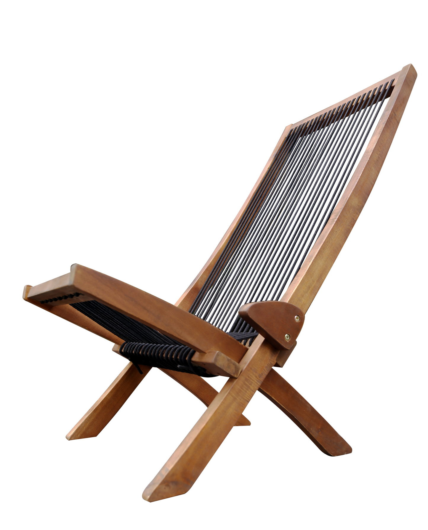 Accent Chair Folding Solid Wood Natural Rope Seat Indoor Outdoor Foldable