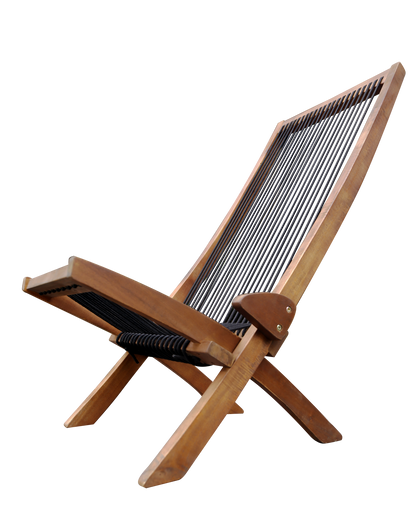 Accent Chair Folding Solid Wood Natural Rope Seat Indoor Outdoor Foldable