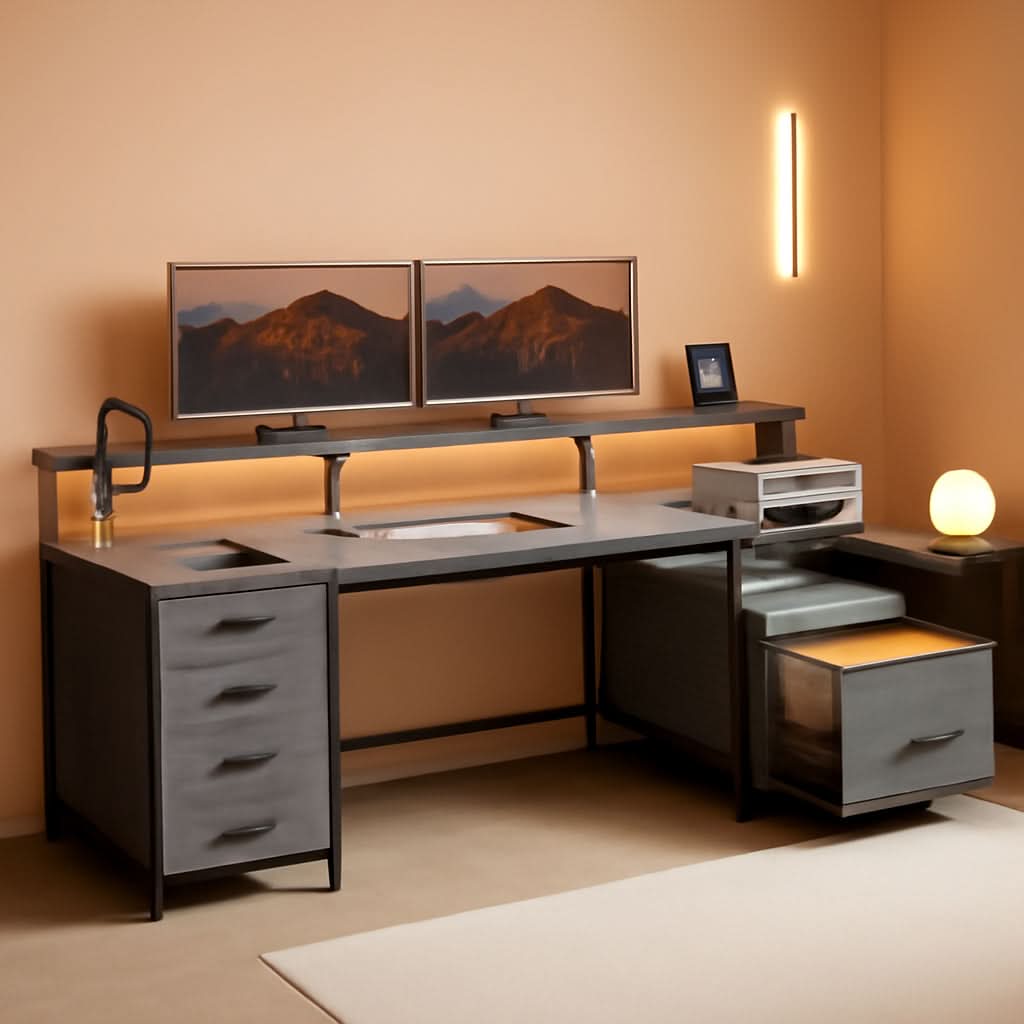 66 Inch Home Office Desk With File Drawer For Computer