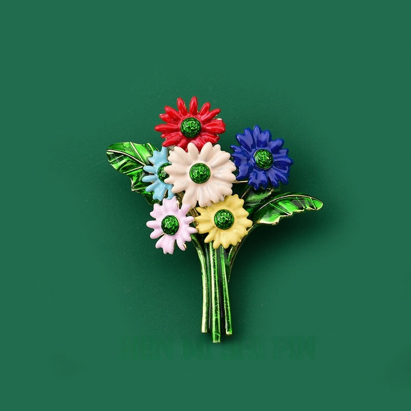 Plant And Flower Series Colorful Little Daisy Brooch