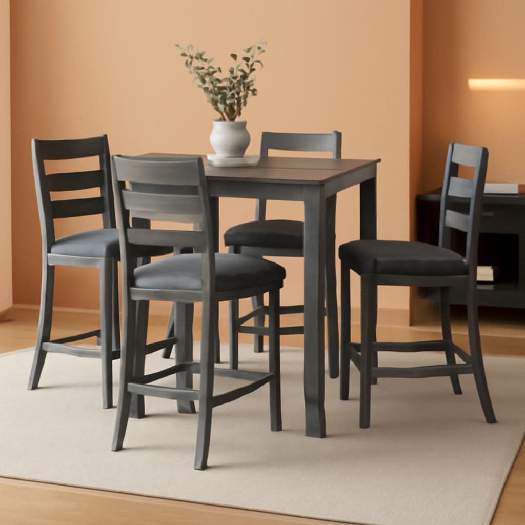 5 Piece Engineered Wood Counter Height Dining Set Gray