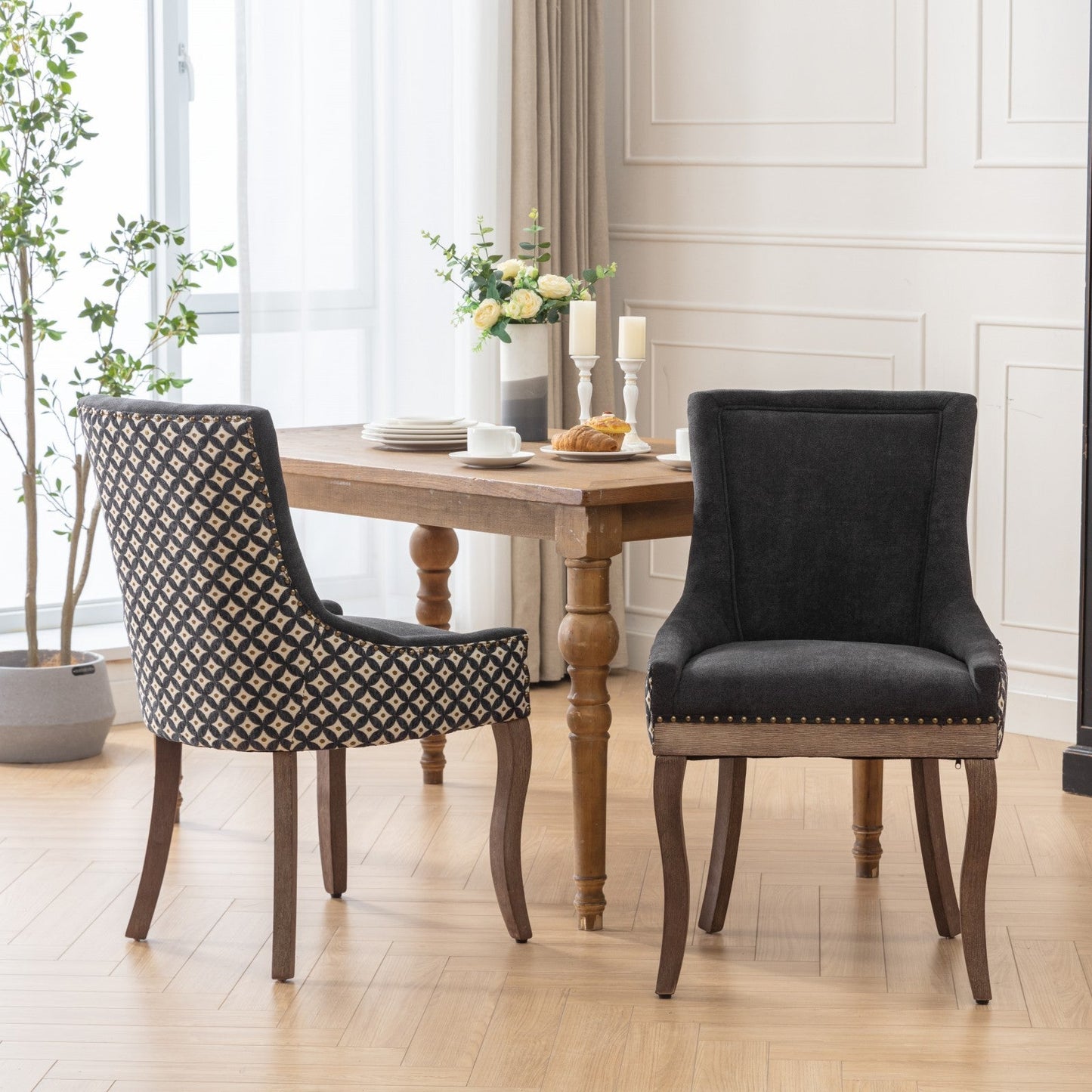 Ultra Side Dining Chair, Thickened fabric chairs with neutrally toned solid