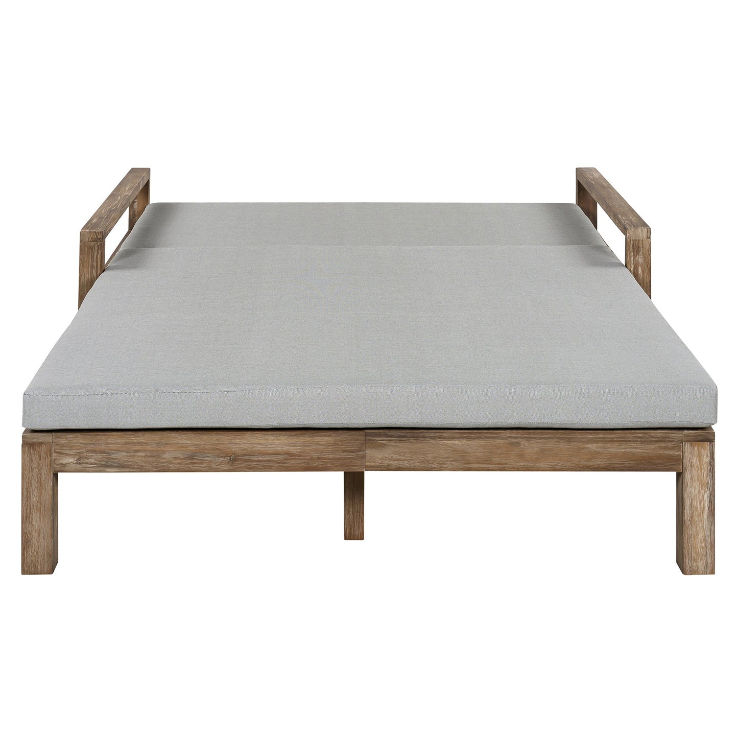 Outdoor Daybed Acacia Wood Farmhouse Gray with Wheels 2 Person