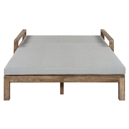 Outdoor Daybed Acacia Wood Farmhouse Gray with Wheels 2 Person