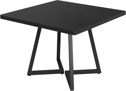 Square 31.5 Inch Industrial Dining Table Black Wood Panels