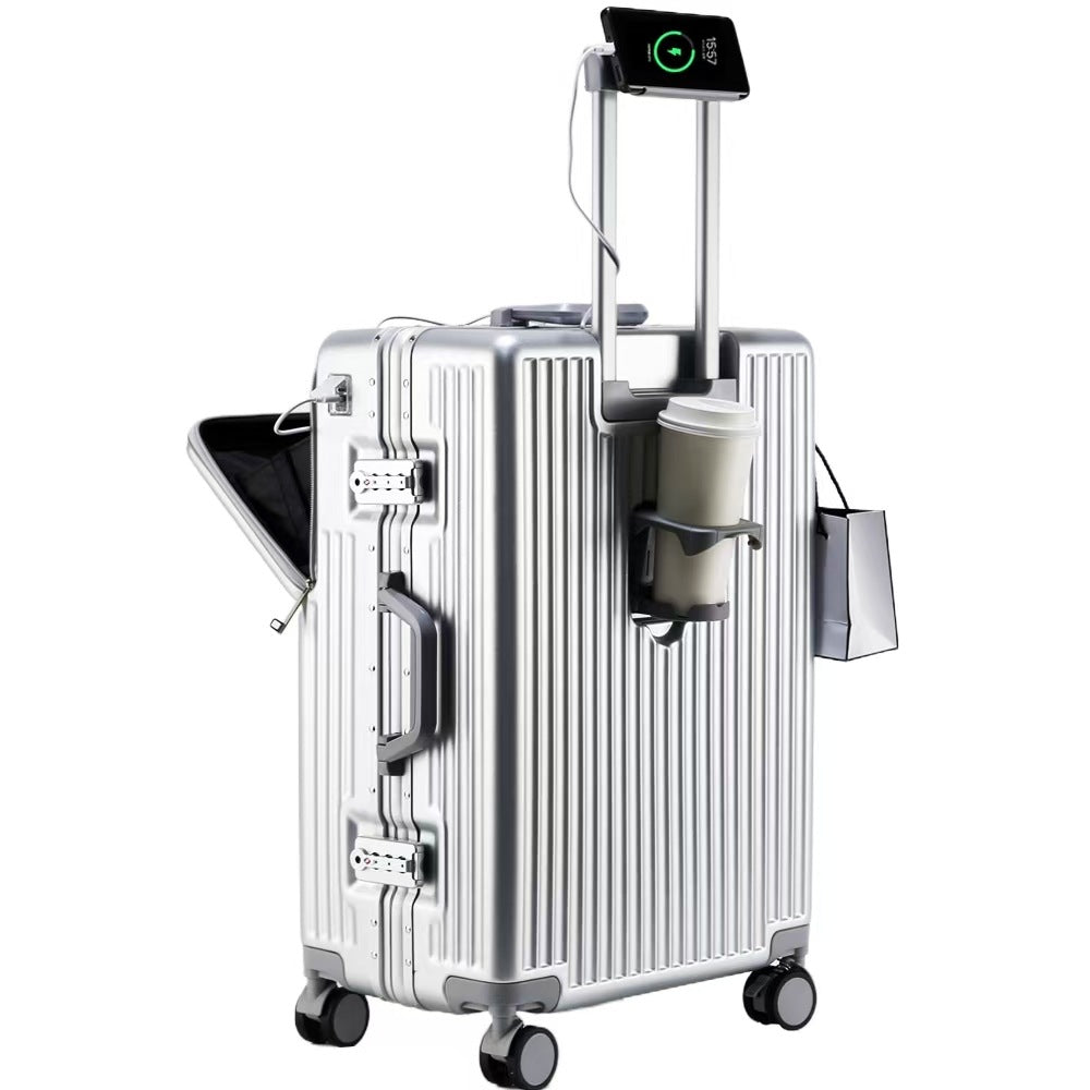 Suitcase Travel Luggage Trolley Front-Opening Large Capacity Aluminum Frame Carry-On Cabin Bag