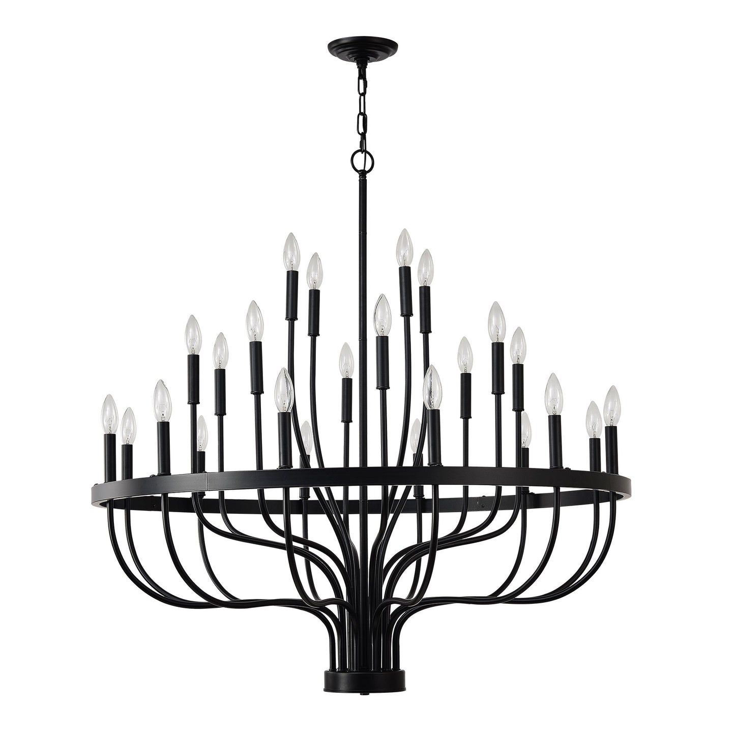 Chandelier 36-Light Black Industrial Iron Candle Farmhouse Pendant
