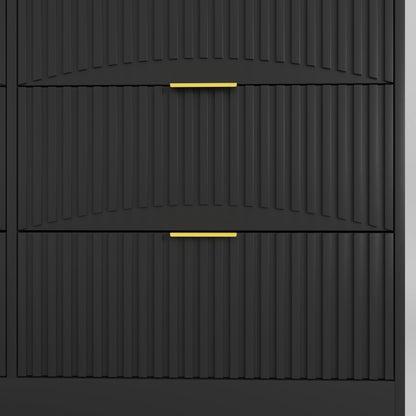 Dresser Modern 6-Drawer Black Particle Board 47.2x15.74x30.3 In