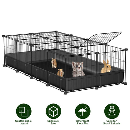Guinea Pig Cage 47x24x12" with 20 Panels & Waterproof Mat