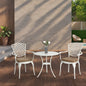 Outdoor Bistro Set Cast Aluminum White 3 Piece Umbrella Hole Cushions