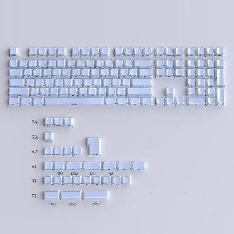 Crystal Jelly Side-engraved Keycaps For A 136-key Compact Full-size Keyboard