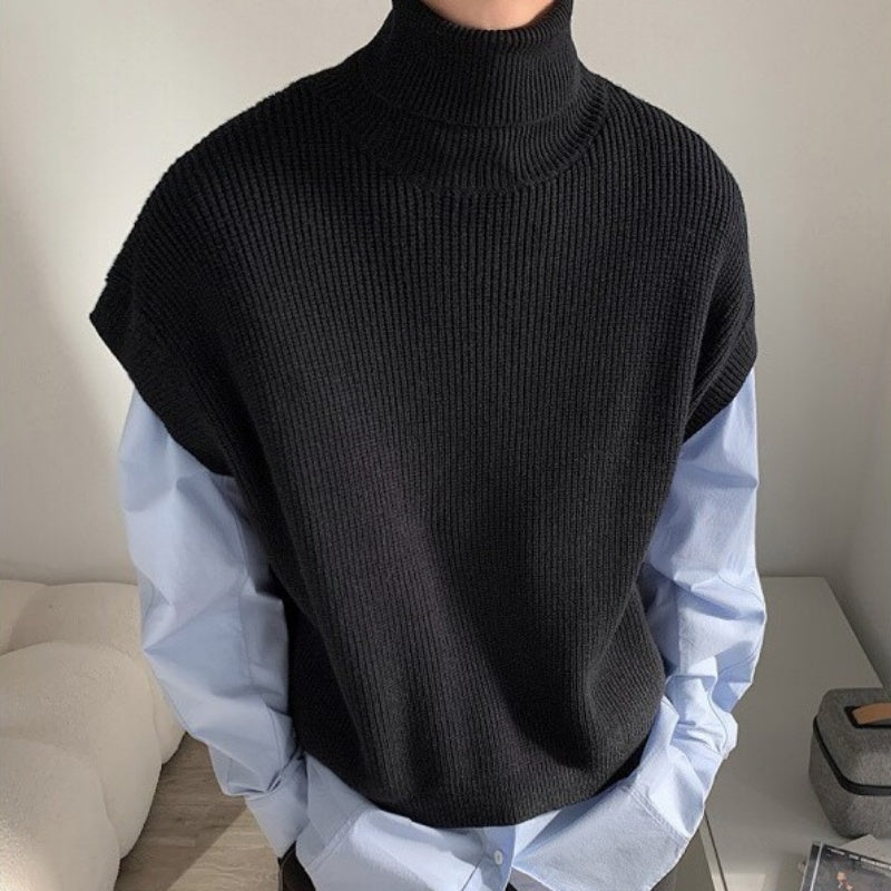 Autumn Top Laid-back Style Loose-fitting Short Knit Sweater For Men