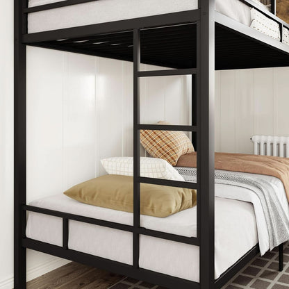 Twin Over Twin Bunk Bed Black Space Saving Metal Frame
