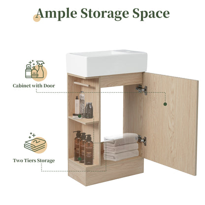 18.6' Bathroom Vanity with Sink, Bathroom Vanity Cabinet with Two-tier Shelf,...