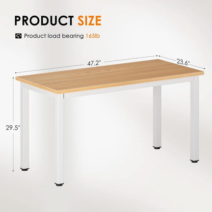 120cm Teak Wood White High Gloss Finish Desk Stability