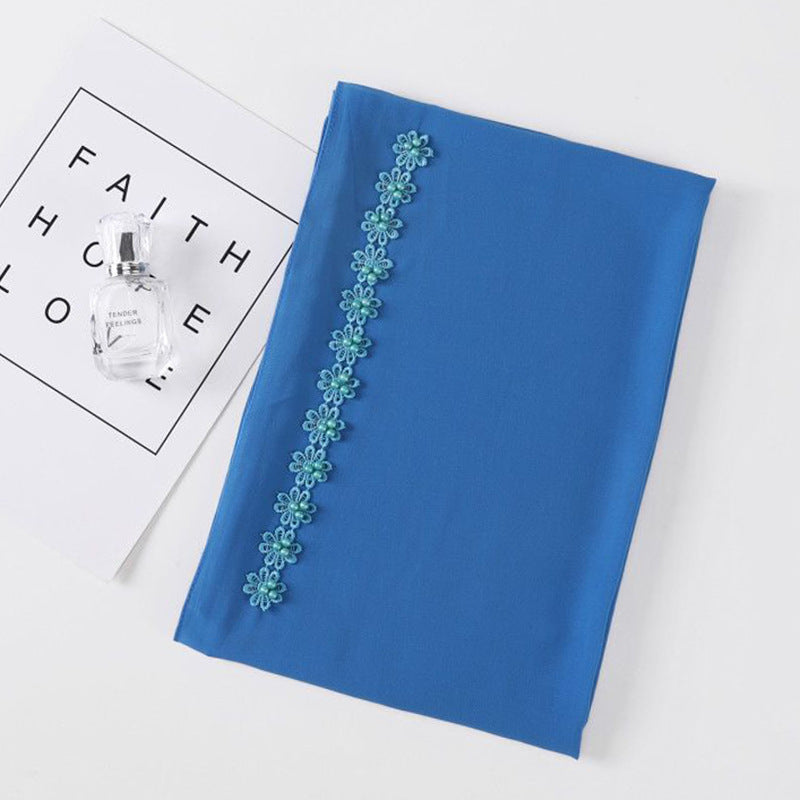 Pearl Chiffon Nail Pearl Decorative Headscarf