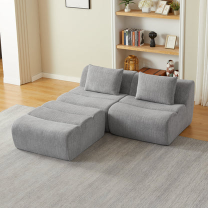 Sofa Oversized Chenille Gray 3 Seat 107 In No Assembly Pocket Spring