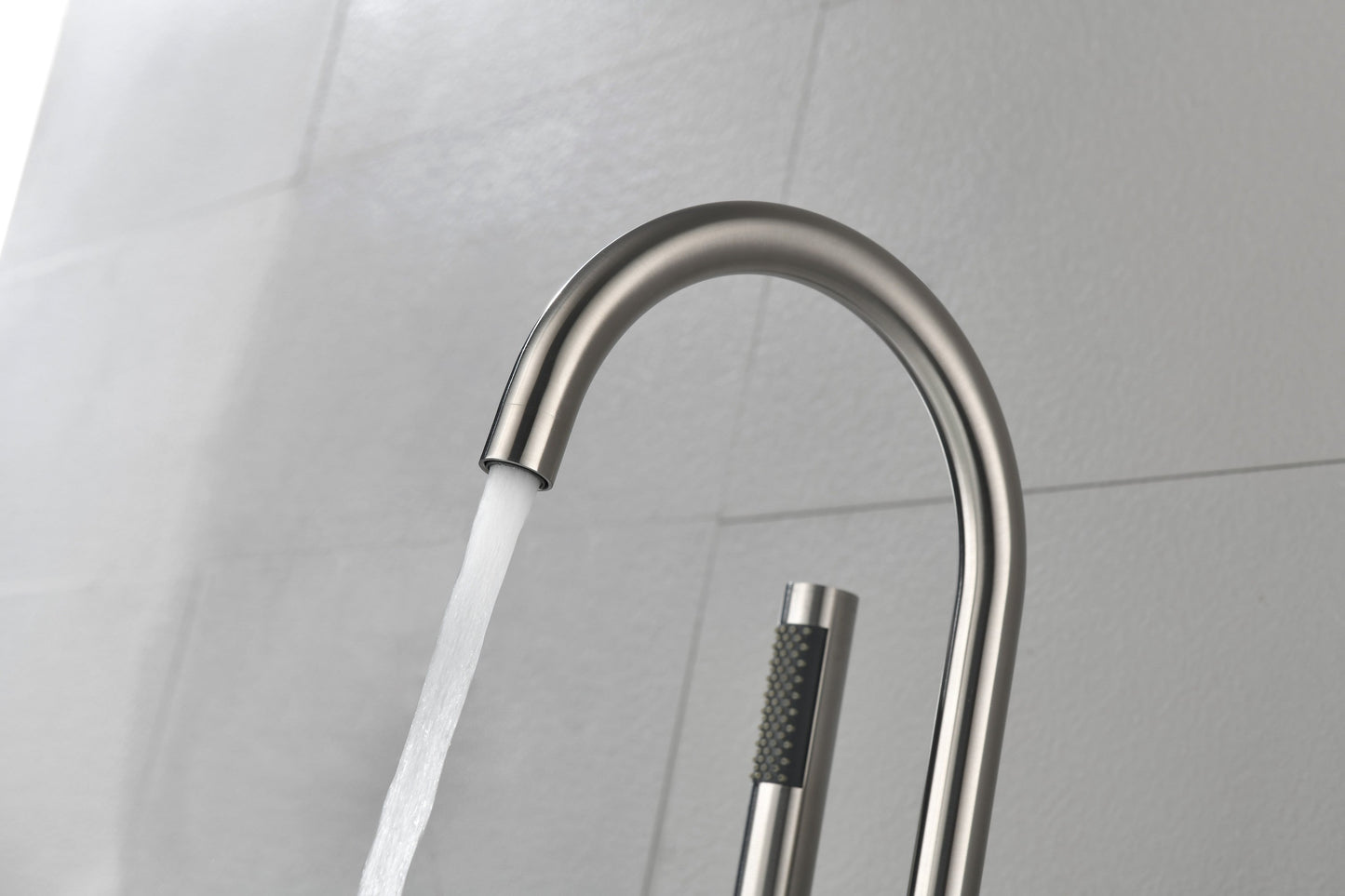 Floor Mounted Tub Faucet High Flow Freestanding Tub Filler with Handheld Shower Swivel