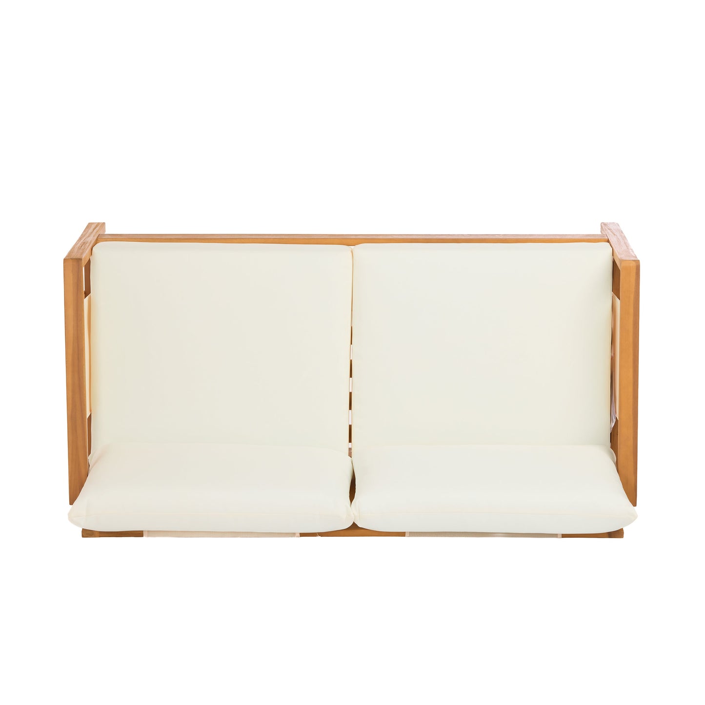 Outdoor Sofa Set Acacia Wood Teak Textilene Beige Cushion 2 Piece