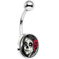 Katrina Sugar Skull with Rose Flower Belly Ring