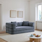 Sofa Bed Floor 5-in-1 Corduroy Gray Convertible Pillow Blanket 74.8 In