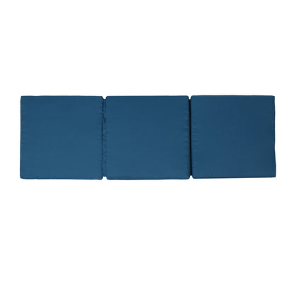 Outdoor Chaise Lounge Cushion Blue Polyester Waterproof Tie-Down 76.75x25.5 In