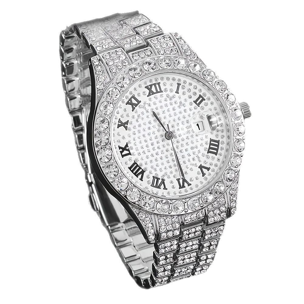 Hip-hop Watch Bracelet And Necklace Set