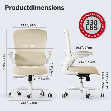 Ergonomic Office Chair With Mesh Back 330 Lb Capacity Beige
