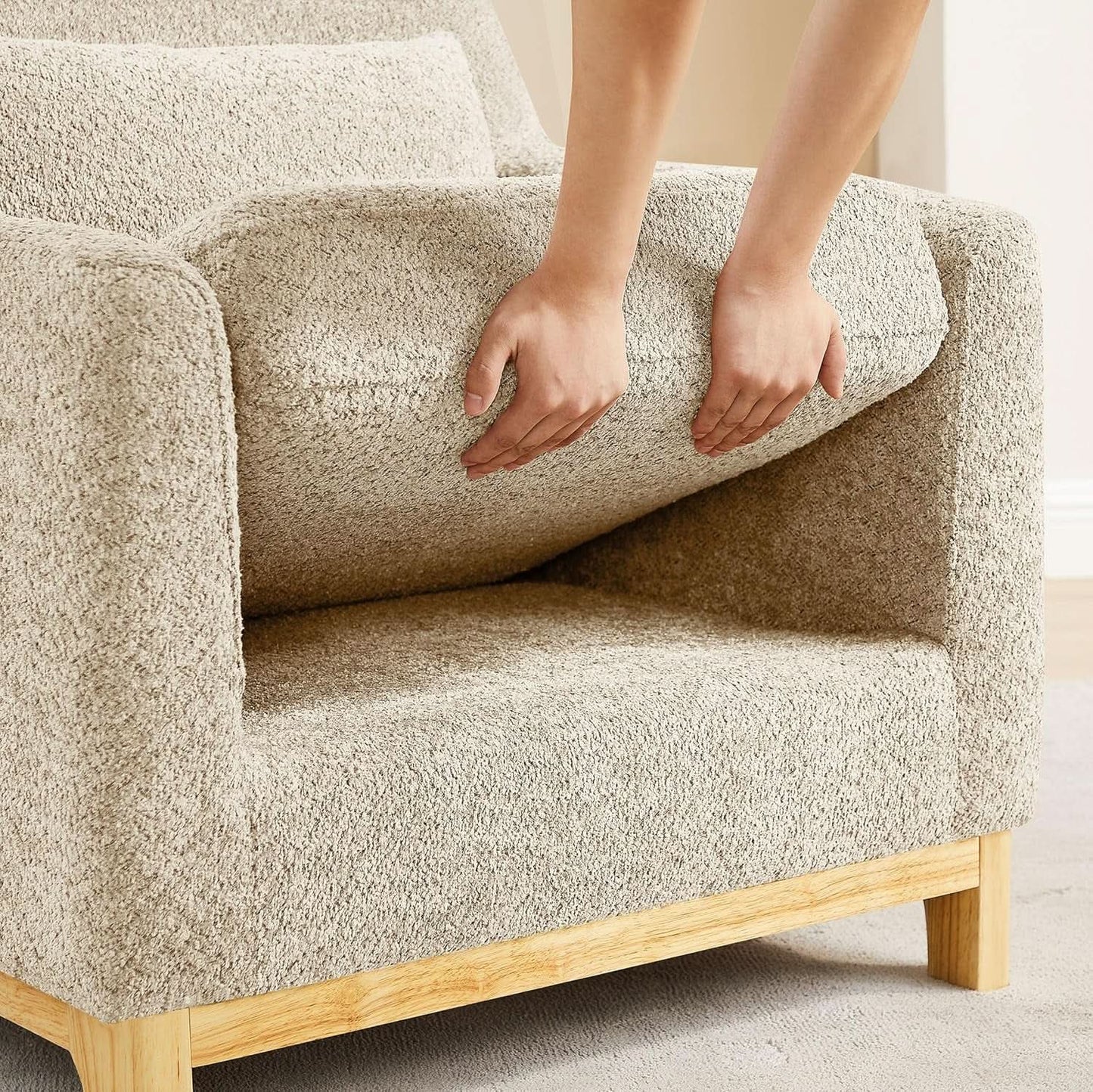 Luxurious Sherpa Oversized Accent Chair Camel Plush