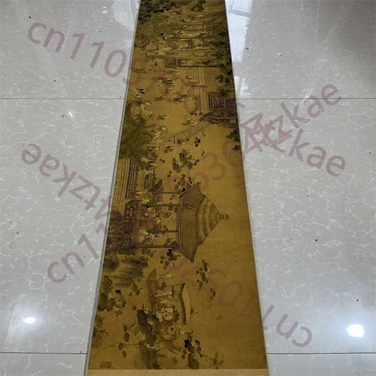 "Hundred Sons" Long Scroll Painting on Paper, After Leng Mei (30×220cm)