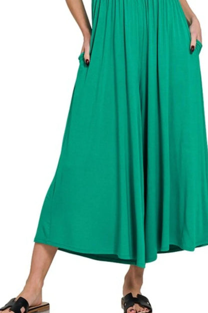 Zenana Double Layered Short Sleeve Jumpsuits